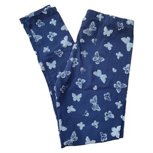 The Children's Place Glitter Butterfly Leggings Size L (10/12) Full Length Navy